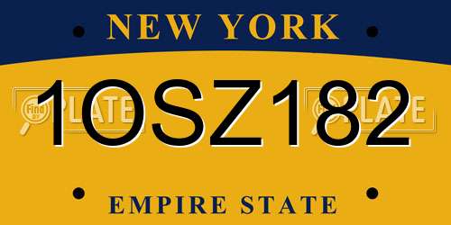 1OSZ182 New York License Plate