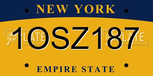 1OSZ187 New York License Plate