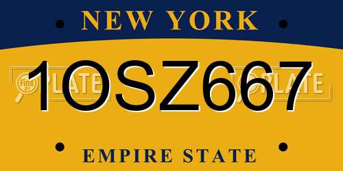 1OSZ667 New York License Plate
