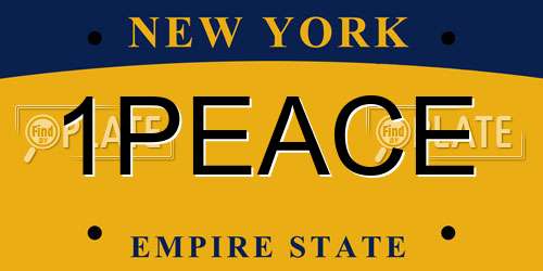 1PEACE New York License Plate