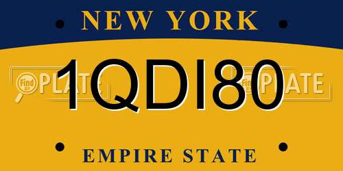 1QDI80 New York License Plate