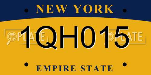 1QH015 New York License Plate