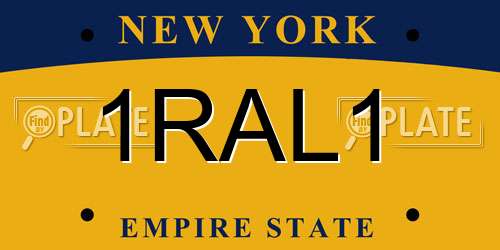 1RAL1 New York License Plate