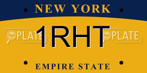 1RHT New York License Plate