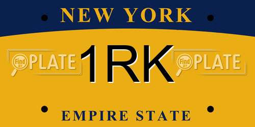 1RK New York License Plate