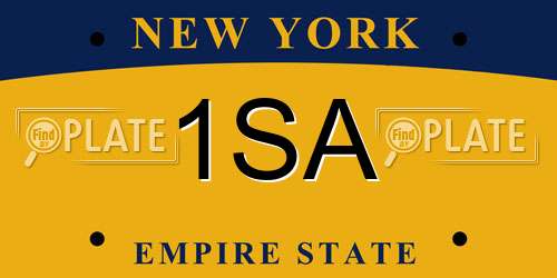 1SA New York License Plate