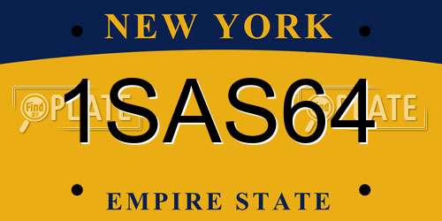 1SAS64 New York License Plate