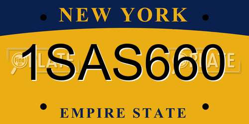 1SAS660 New York License Plate