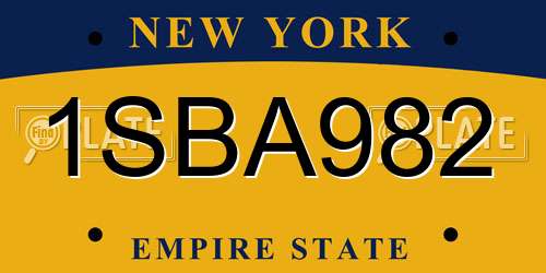 1SBA982 New York License Plate