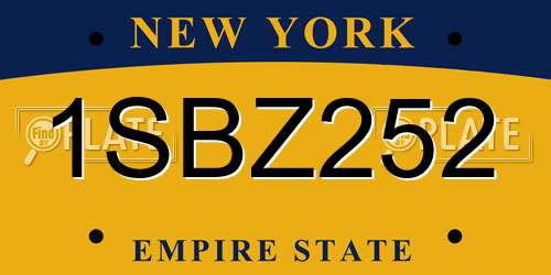 1SBZ252 New York License Plate
