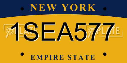 1SEA577 New York License Plate