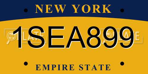 1SEA899 New York License Plate