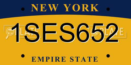 1SES652 New York License Plate