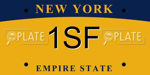 1SF New York License Plate