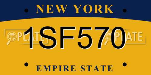 1SF570 New York License Plate