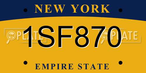 1SF870 New York License Plate