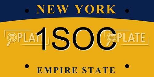 1SOC New York License Plate