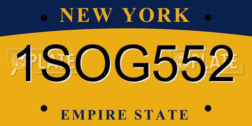 1SOG552 New York License Plate
