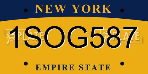 1SOG587 New York License Plate