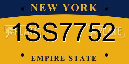 1SS7752 New York License Plate