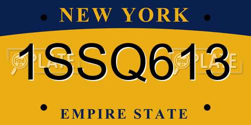 1SSQ613 New York License Plate