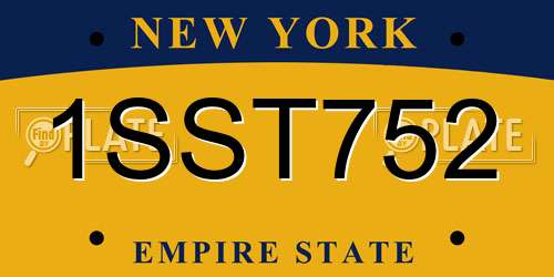 1SST752 New York License Plate
