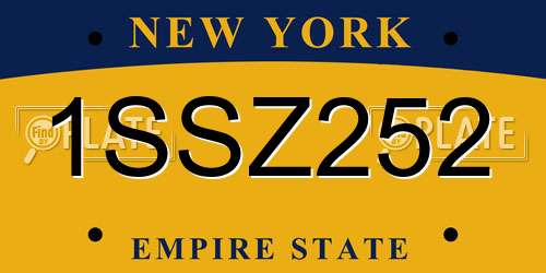 1SSZ252 New York License Plate