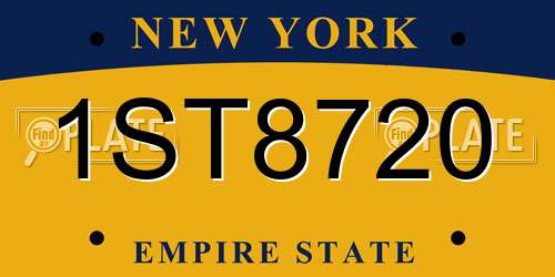 1ST8720 New York License Plate