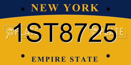 1ST8725 New York License Plate