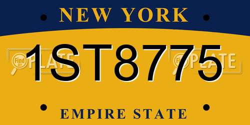 1ST8775 New York License Plate
