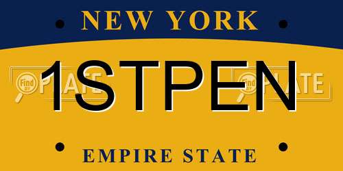 1STPEN New York License Plate