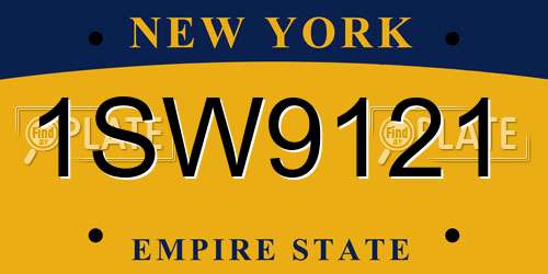 1SW9121 New York License Plate