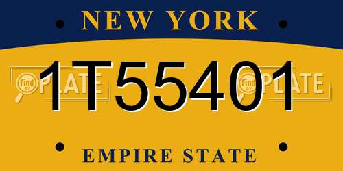 1T55401 New York License Plate