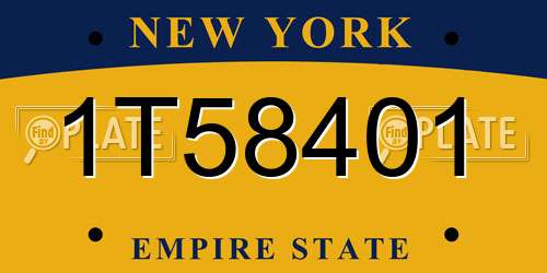 1T58401 New York License Plate