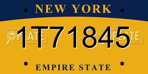 1T71845 New York License Plate