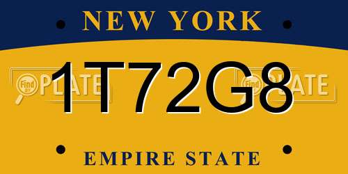 1T72G8 New York License Plate