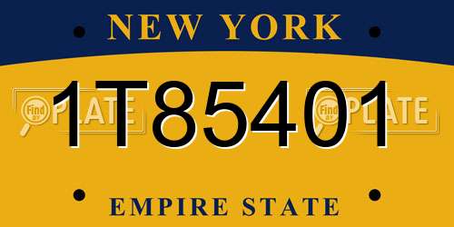 1T85401 New York License Plate