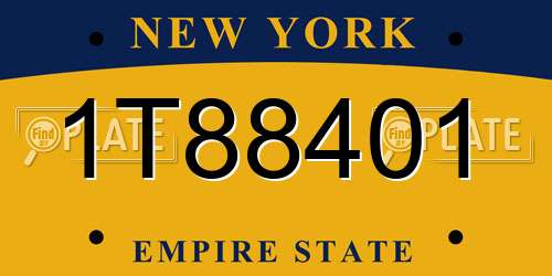 1T88401 New York License Plate