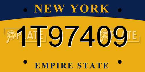 1T97409 New York License Plate