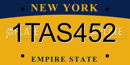 1TAS452 New York License Plate