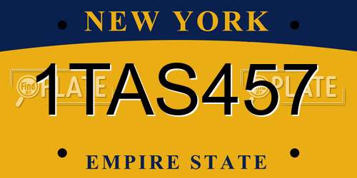1TAS457 New York License Plate