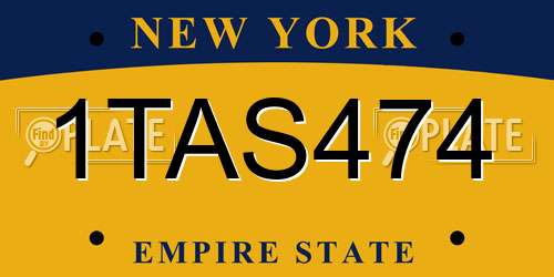 1TAS474 New York License Plate