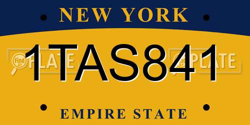 1TAS841 New York License Plate