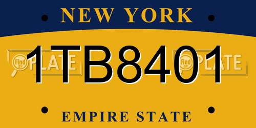 1TB8401 New York License Plate