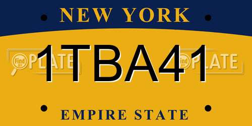1TBA41 New York License Plate