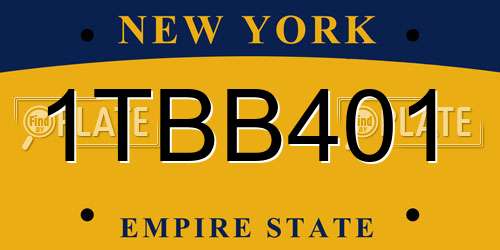 1TBB401 New York License Plate