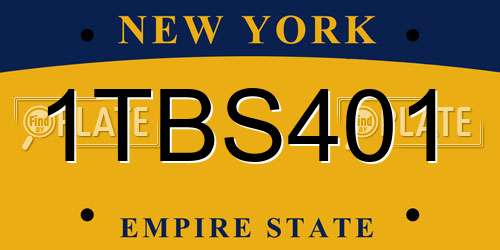 1TBS401 New York License Plate