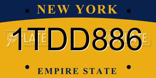 1TDD886 New York License Plate