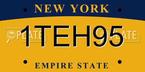 1TEH95 New York License Plate