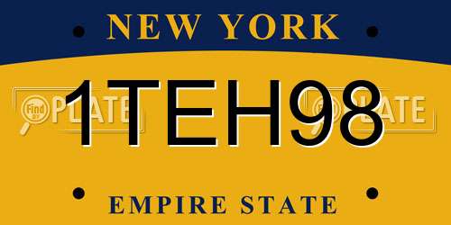 1TEH98 New York License Plate
